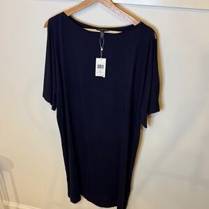 Eileen Fisher NWT Women’s Bateau Kimono Dress Midnight Blue Loose-Fit Size L